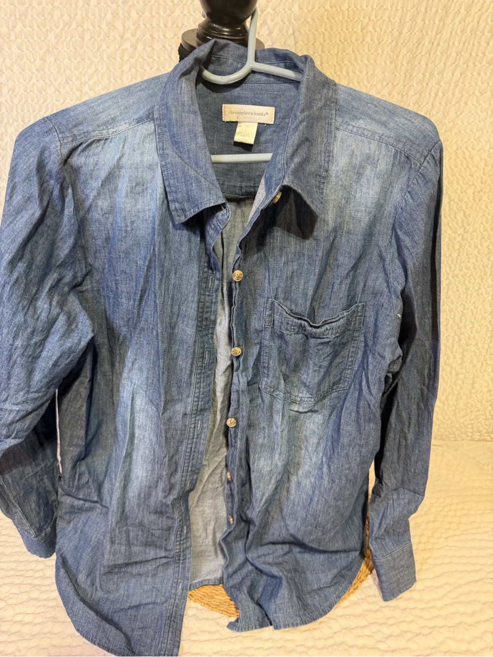 Christopher & Banks women’s Denim-Style Blue Button-Up Jacket